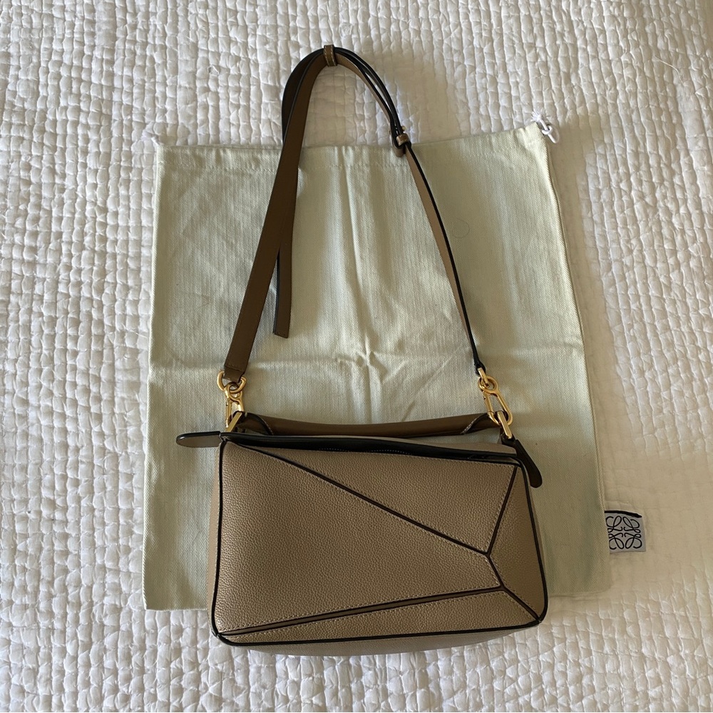 Loewe Taupe Leather Puzzle Bag
